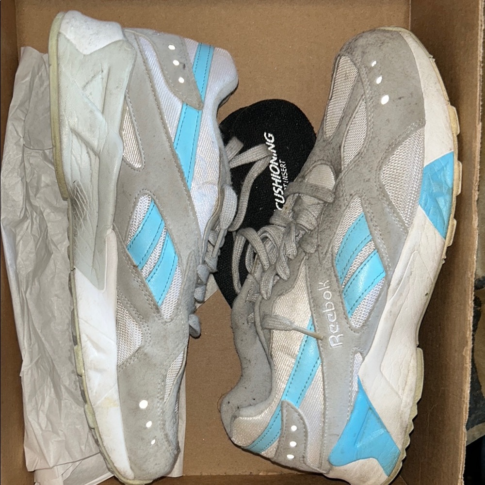 Reebok Light Gray and Sky Blue Athletic Shoes